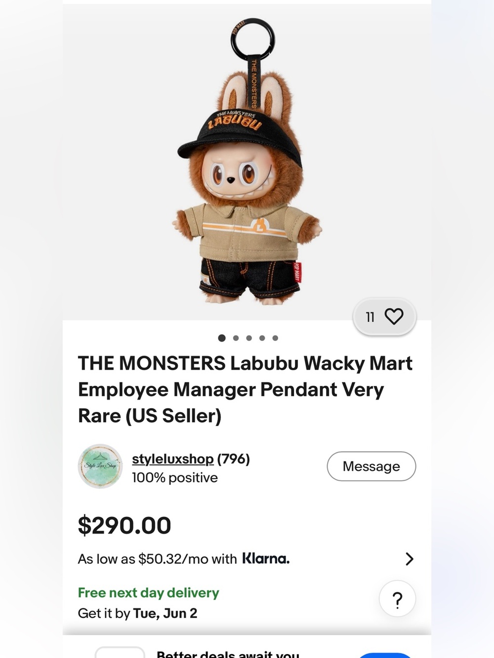Rare Exclusive The Monsters Labubu The Wacky Manager Plush Pendent - Picture 5 of 5